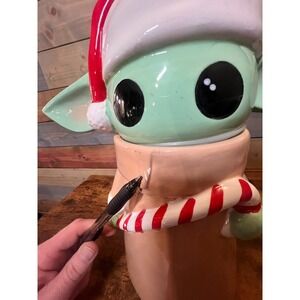 Star Wars 12" Christmas Baby Yoda Grogu Cannister Ceramic Cookie Jar Pre-Loved